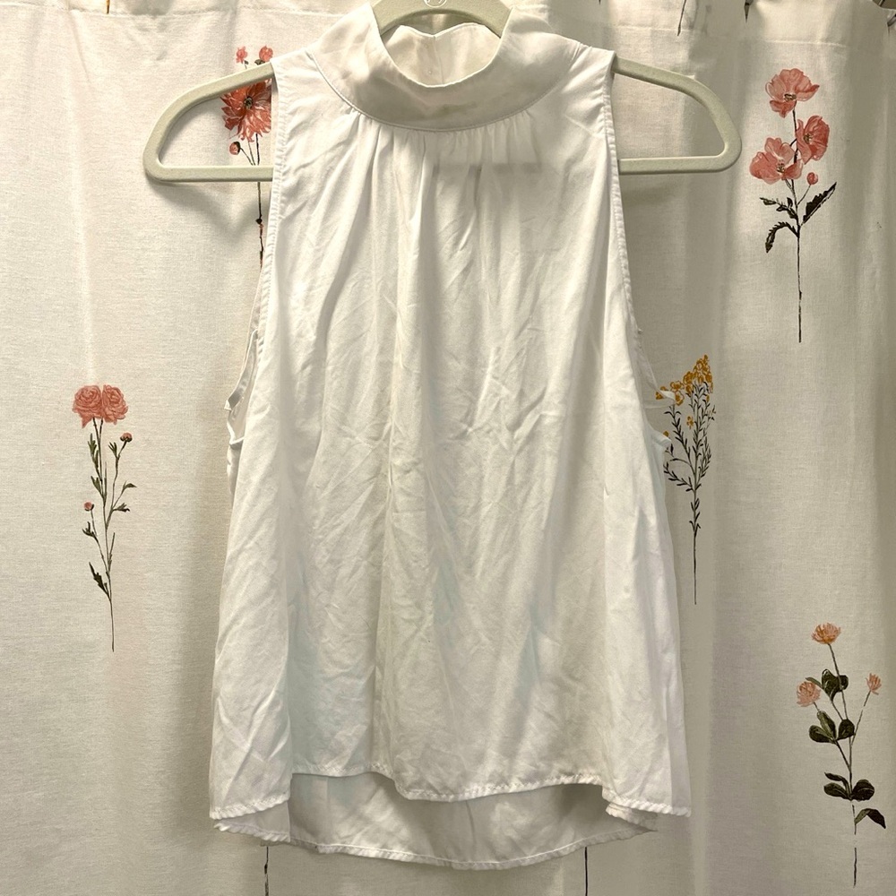 Free People White High Neck Sleeveless Tank
